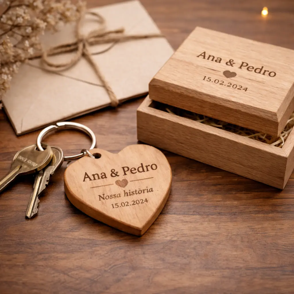 Exemplo de brindes e ofertas com gravação a laser